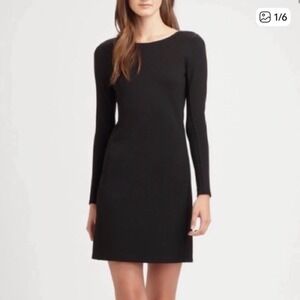 Theory Kalion Size‎ 2 Black Long Sleeve Dress Career Cocktail Party Classic LBD